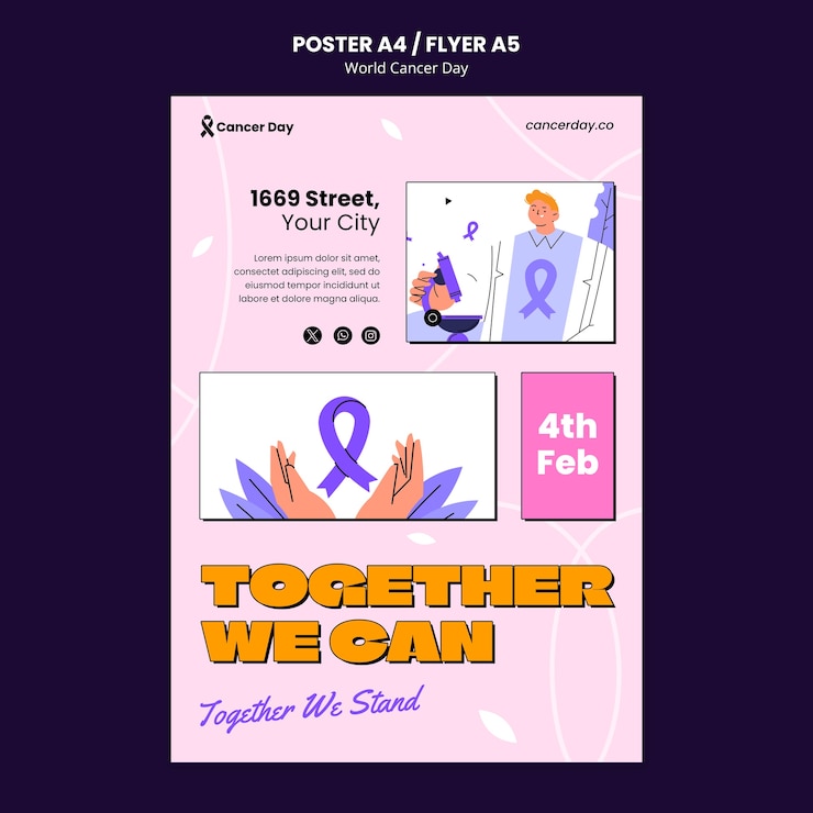 Gratis PSD voorbeeld van een poster voor de wereldkankerdag
