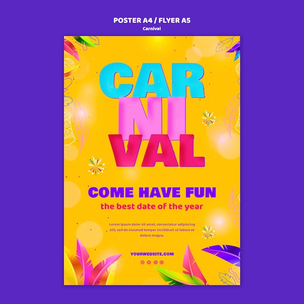 Gratis PSD voorbeeld van een poster voor een carnavalsfeest