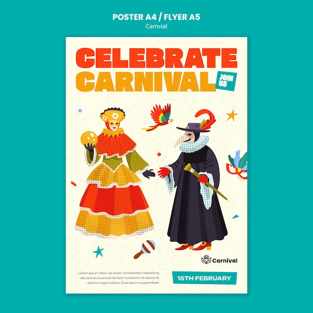 Gratis PSD voorbeeld van een poster voor een carnavalsfeest