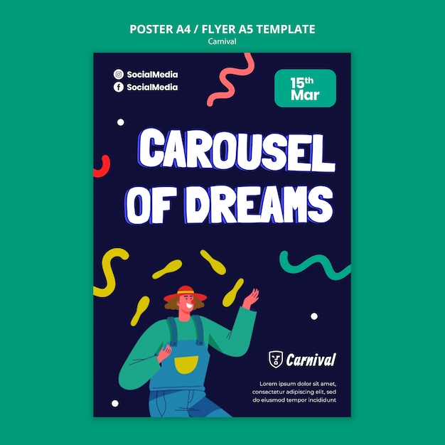 Gratis PSD voorbeeld van een poster voor een carnavalsfeest