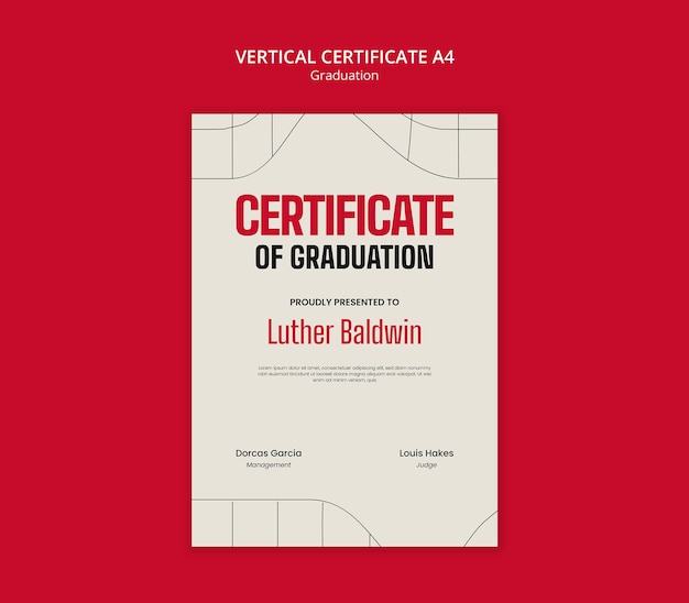 Gratis PSD voorbeeld van het certificaat voor de graduatieviering