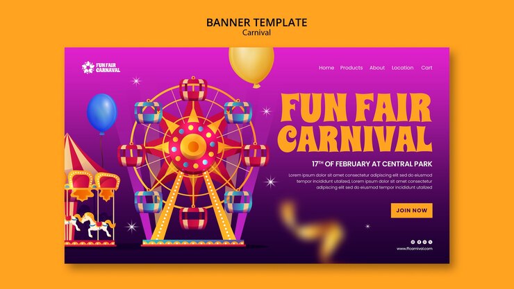 Gratis PSD vorm van de landingspagina voor carnavalse evenementen