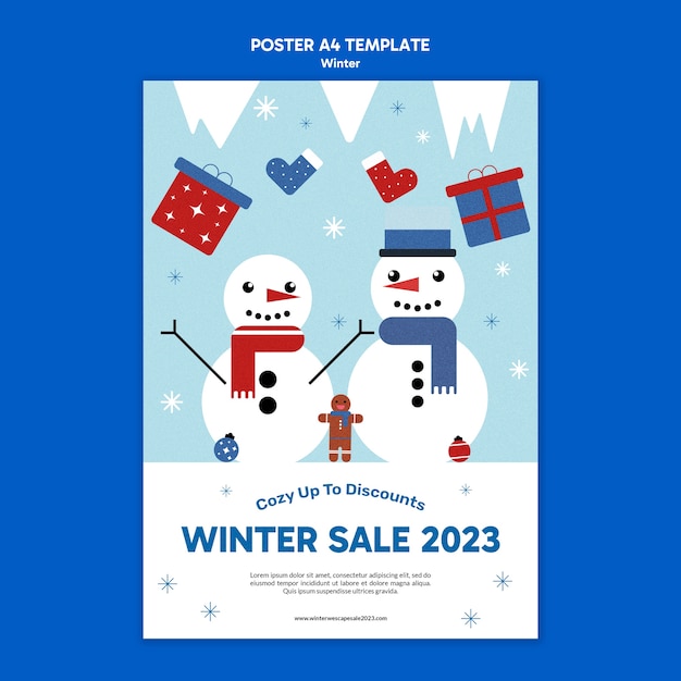 Gratis PSD vorm van de poster voor het winterseizoen