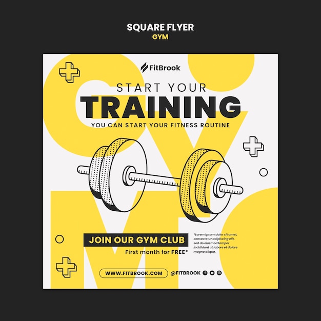 Gratis PSD vorm van een vierkante flyer voor gymtraining