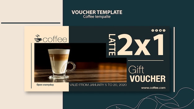 Voucher sjabloon concept met koffie