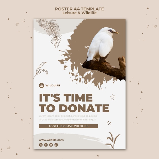 Gratis PSD vrije tijd en dieren in het wild poster sjabloon