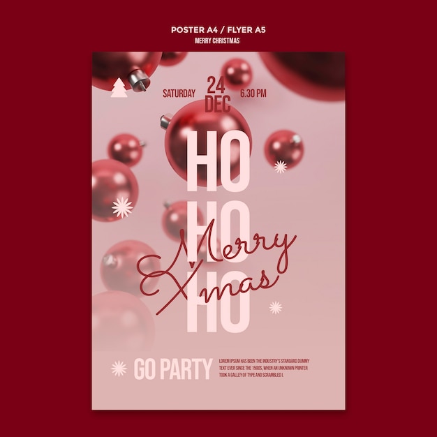 Gratis PSD vrolijk kerstfeest poster sjabloon