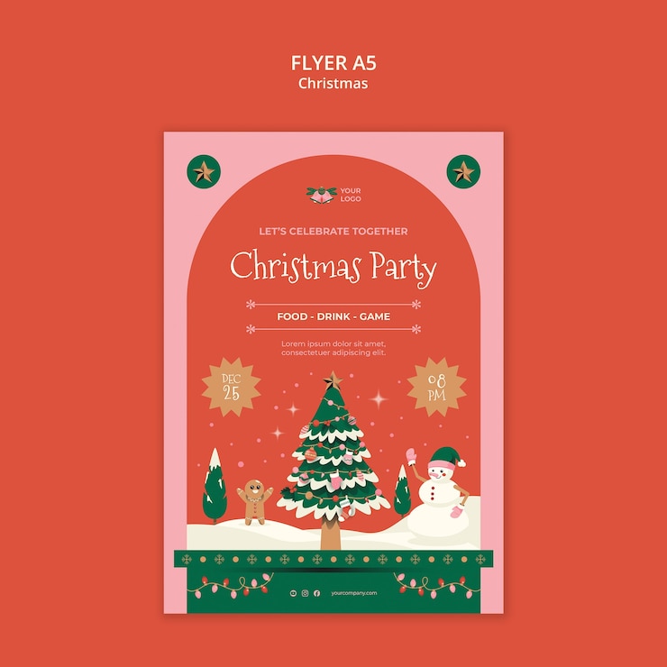 Gratis PSD vrolijke kerstviering sjabloon