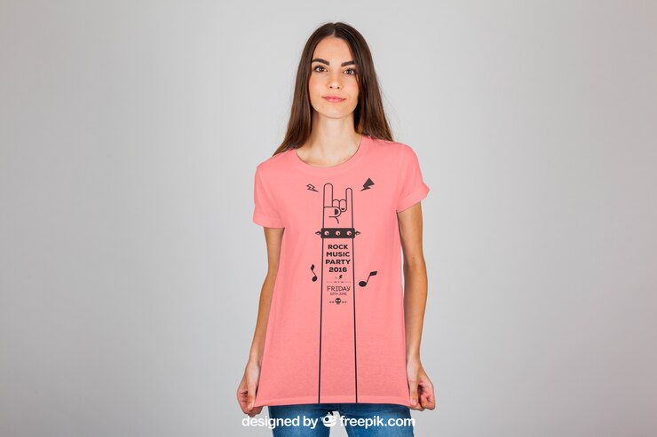 Gratis PSD vrouwelijk t-shirt mode concept
