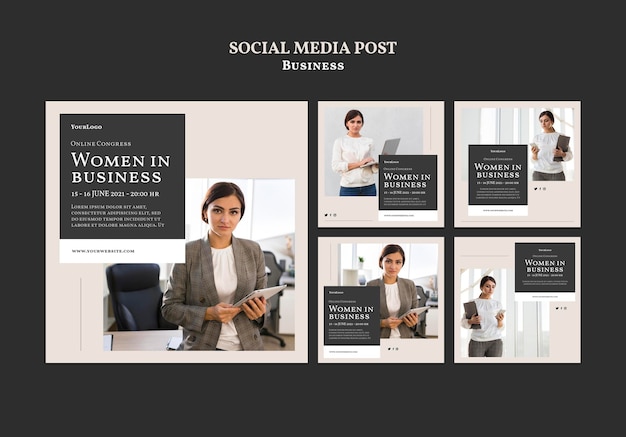 Vrouwen in zakelijke sociale media plaatsen