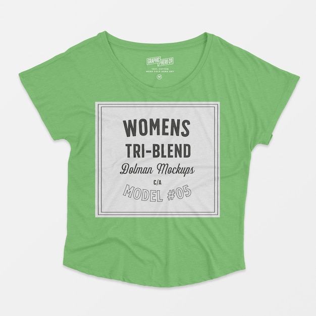 Gratis PSD vrouwen triblend dolman mockup