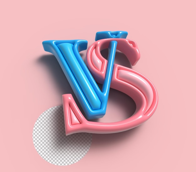 VS Versus Sign 3D Render Logotipo de la carta de la empresa