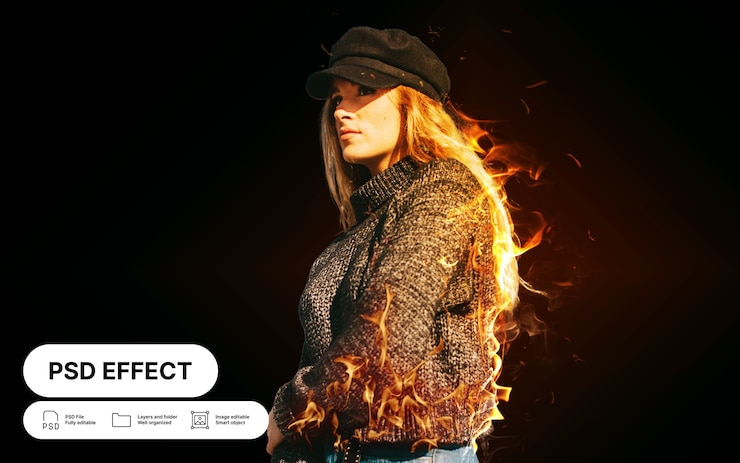 Gratis PSD vuurfoto-effect