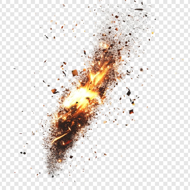 Gratis PSD vuurige explosie een gloeiende uitbarsting van energie en as