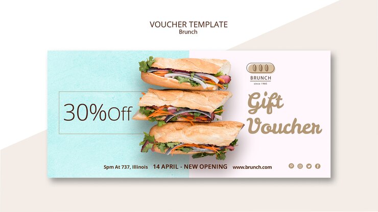 Gratis PSD waardebon sjabloon voor brunch