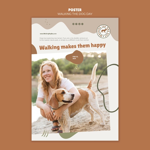 Gratis PSD walking the dog dag sjabloon poster