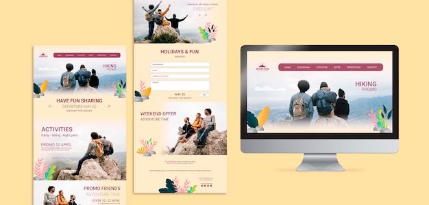 Gratis PSD wandelen web concept sjabloon