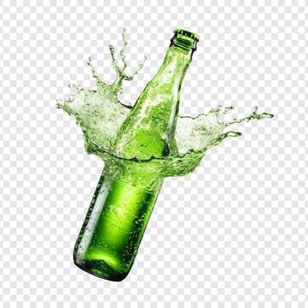 Gratis PSD water op een groene fles op een doorzichtige achtergrond