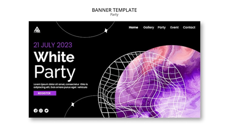 PSD Gratis watercolor electronic party banner