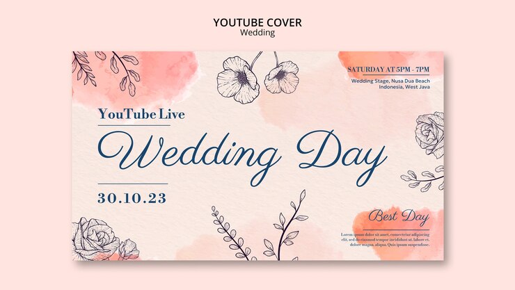 PSD Gratis watercolor floral wedding  youtube cover