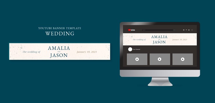 PSD Gratis watercolor wedding celebration youtube banner