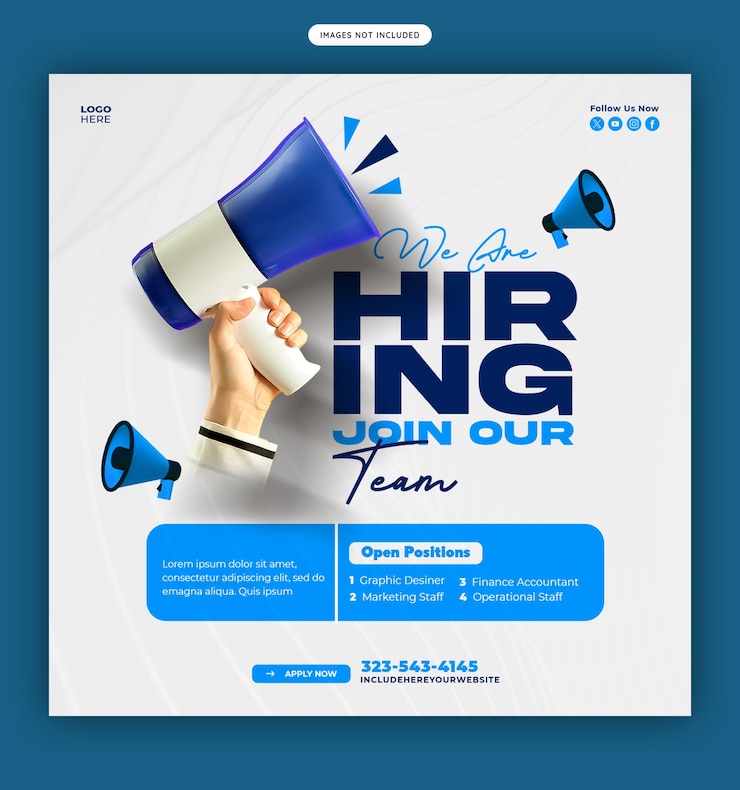 Gratis PSD we huren vacature social media banner of instagram post sjabloon