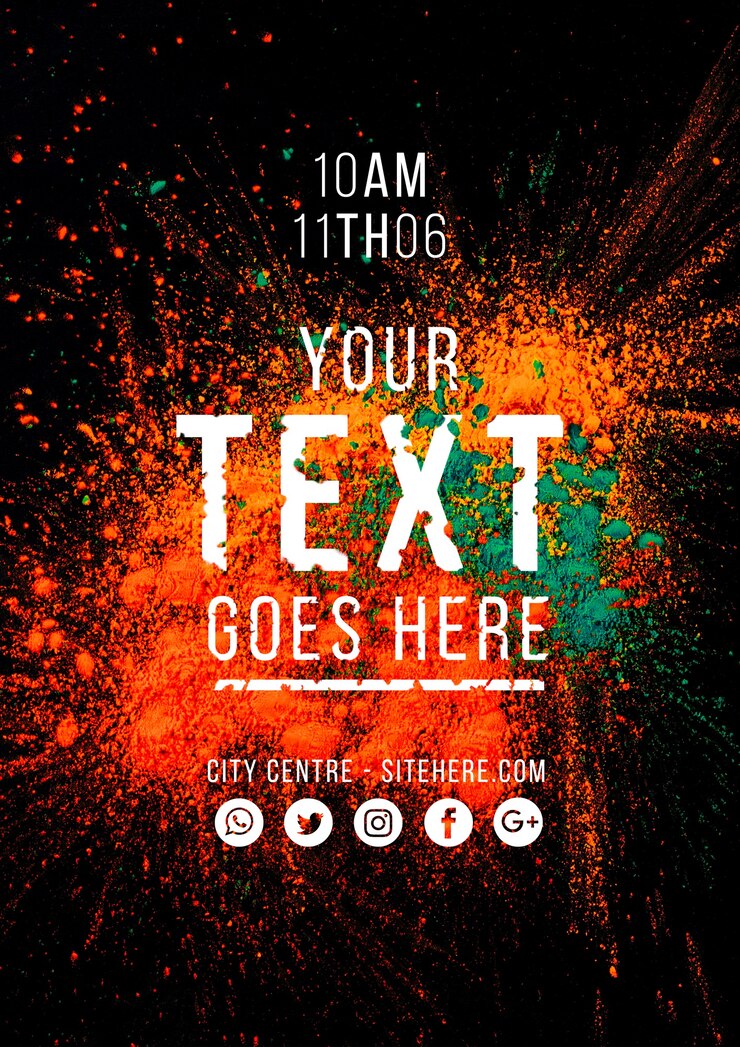 PSD Gratis web banner template for holi festival