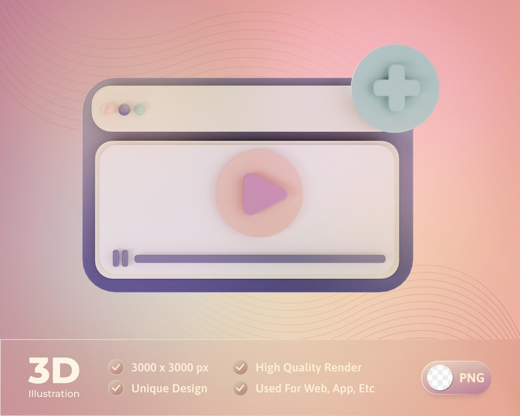 PSD Gratis web design adding video 3d illustration