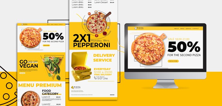 PSD Gratis web template with landing page for pizza restaurant