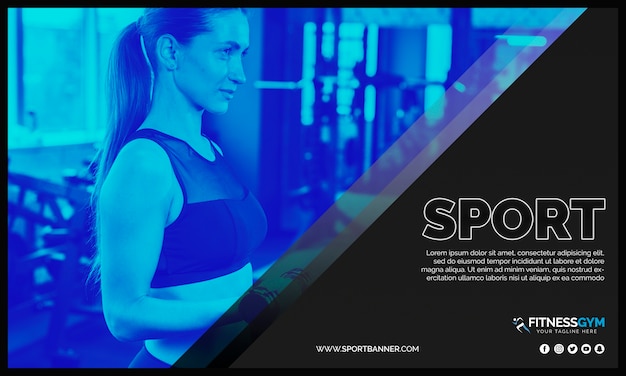 Gratis PSD webbanner sjabloon met sport concept