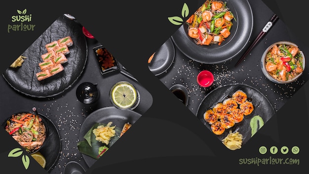 Webbanner sjabloon voor Japans restaurant