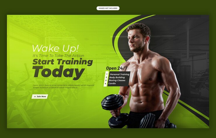 Gratis PSD webbanner sjabloon voor sportschool en fitness