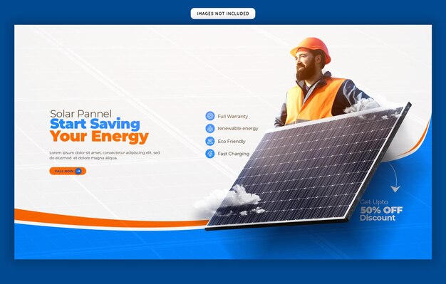 Webbanner sjabloon voor zonnepanelen en energiebesparing