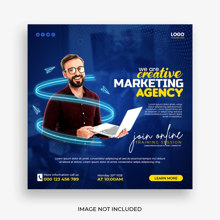PSD gratuito webinar de marketing digital en vivo y plantilla de publicación de redes sociales corporativas