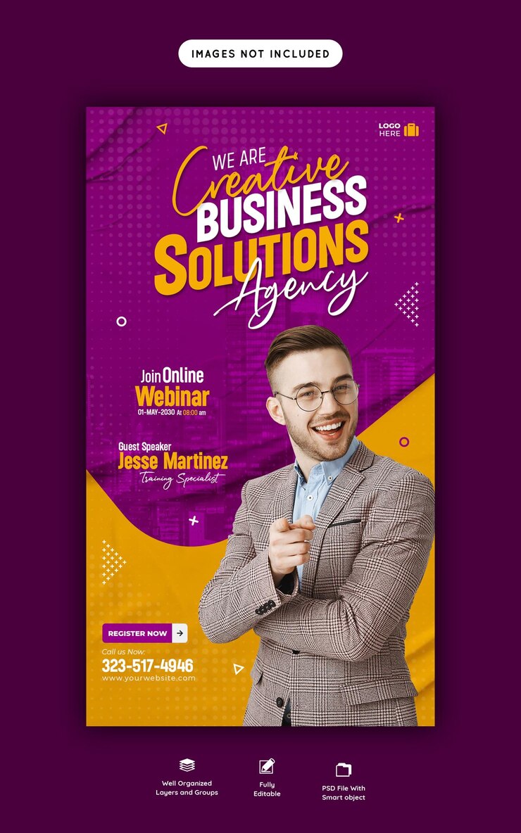 PSD gratuito webinar en vivo de marketing digital y plantilla de historia corporativa de facebook e instagram