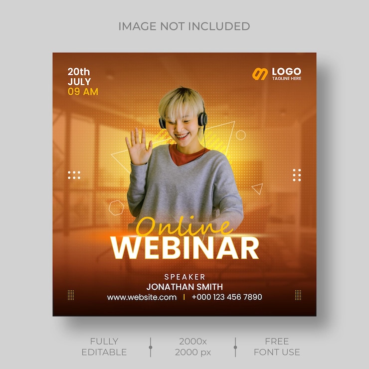 PSD gratuito webinar en vivo de redes sociales corporativas de marketing digital y plantilla de publicación de instagram
