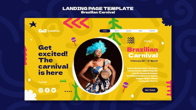 Gratis PSD websjabloon voor braziliaanse carnavalsevenementen