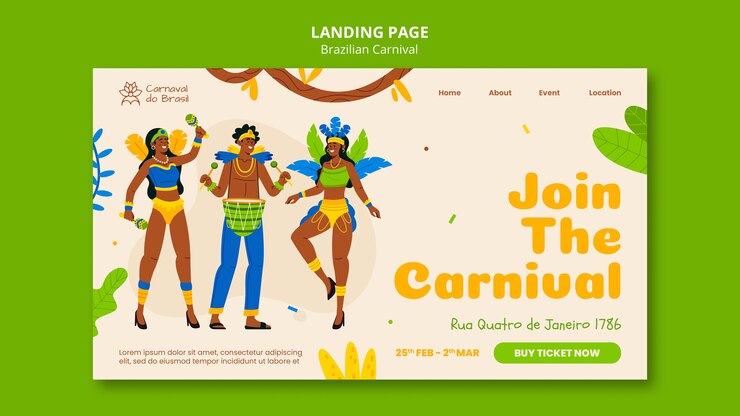 Gratis PSD websjabloon voor braziliaanse carnavalsfeesten