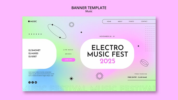 Gratis PSD websjabloon voor muziekfestival