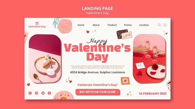 Gratis PSD websjabloon voor valentijnsdagfeest