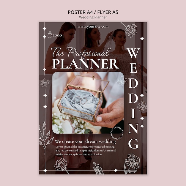 Gratis PSD wedding planner poster sjabloon