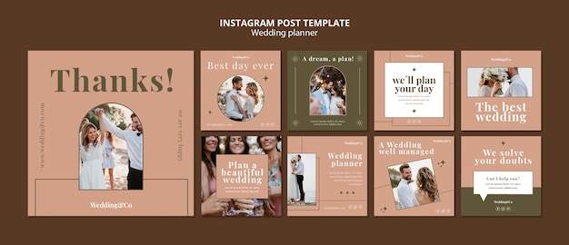 Gratis PSD weddingplanner instagram posts collectie