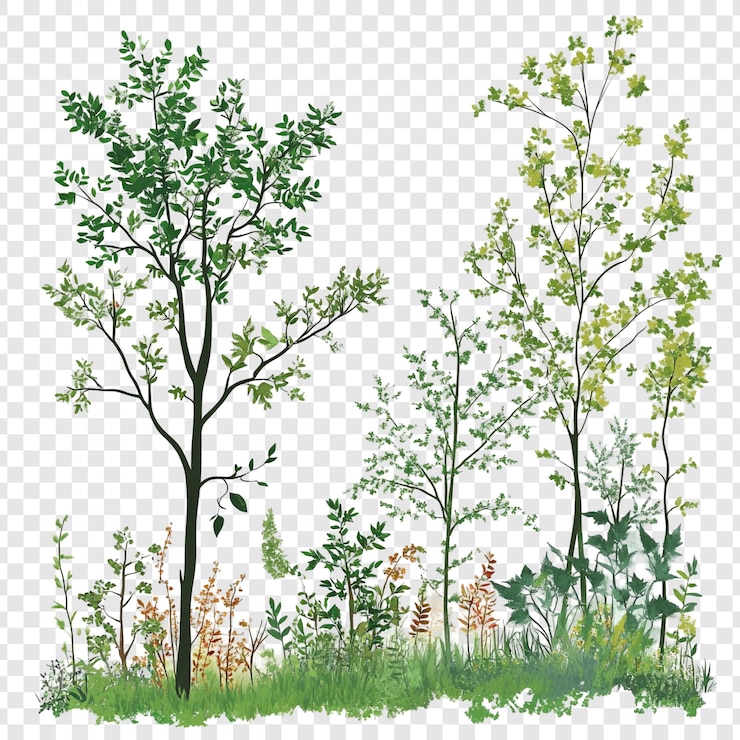 Gratis PSD weelderig groen een groene landschap van bomen en planten