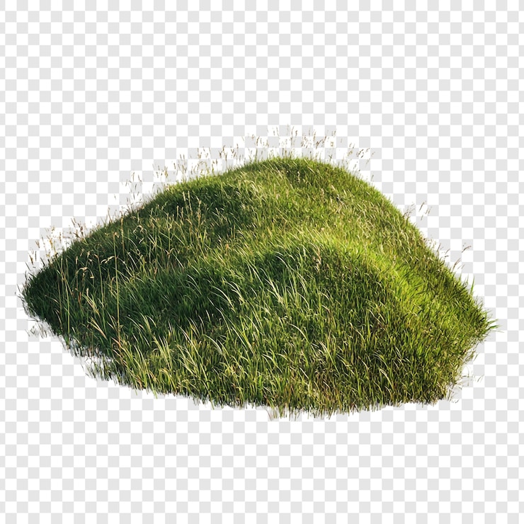 Gratis PSD weelderige groene grasheuvel geïsoleerd op een doorzichtige achtergrond