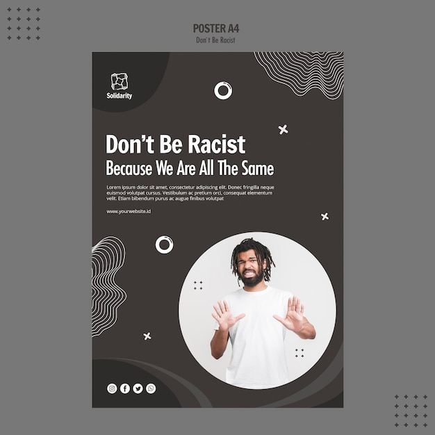 Wees geen racistisch concept poster sjabloon