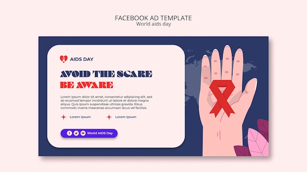 Gratis PSD wereld aids dag facebook sjabloon