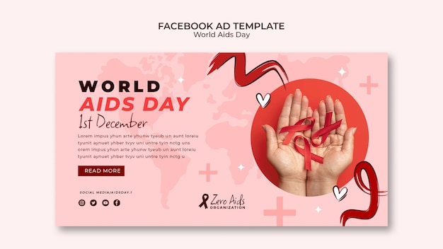 Gratis PSD wereld aids dag facebook sjabloon