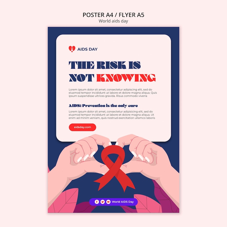 Gratis PSD wereld aids dag poster sjabloon