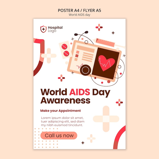 Gratis PSD wereld aidsdag poster sjabloon