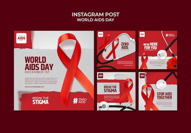 Gratis PSD wereld aidsdag sjabloonontwerp